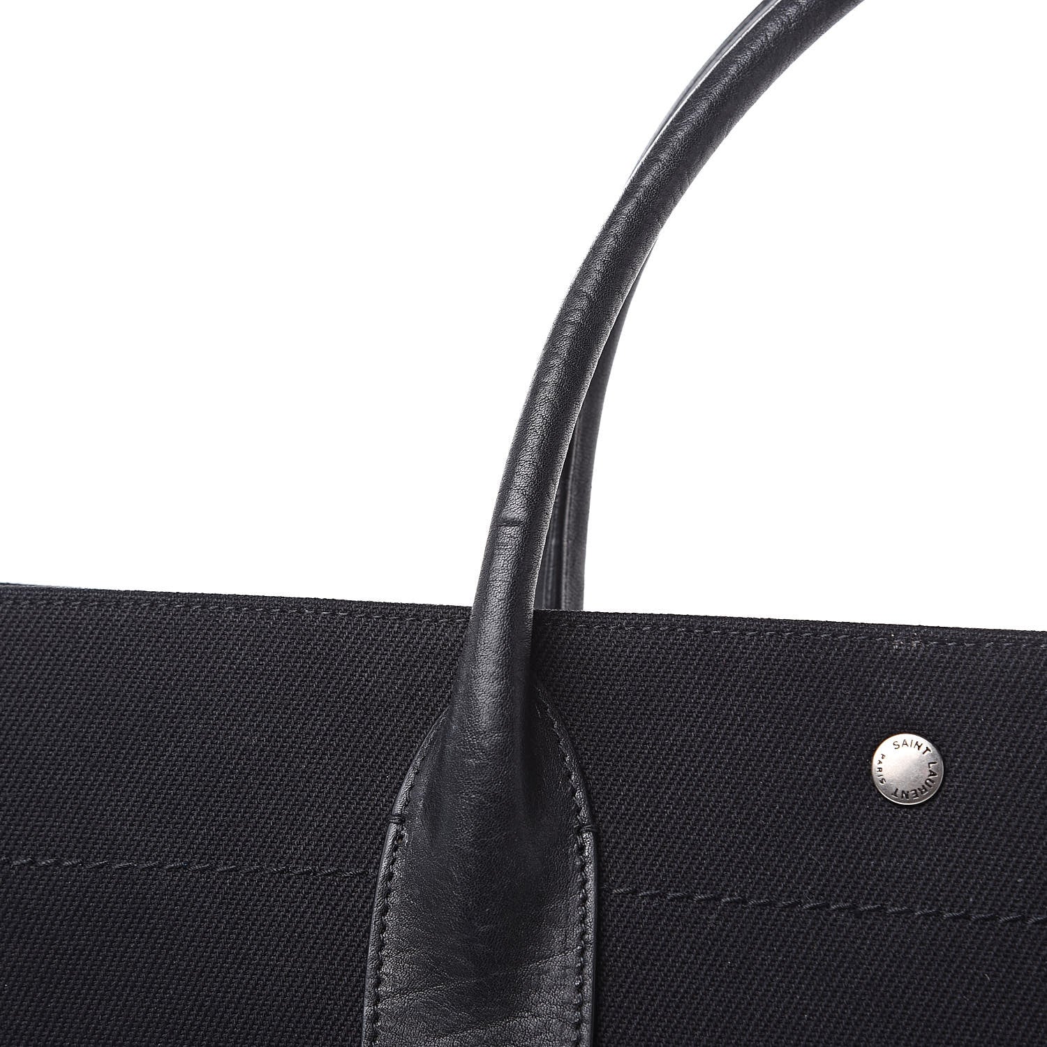 Saint Laurent Linen Calfskin Rive Gauche Tote Black 13 of 16
