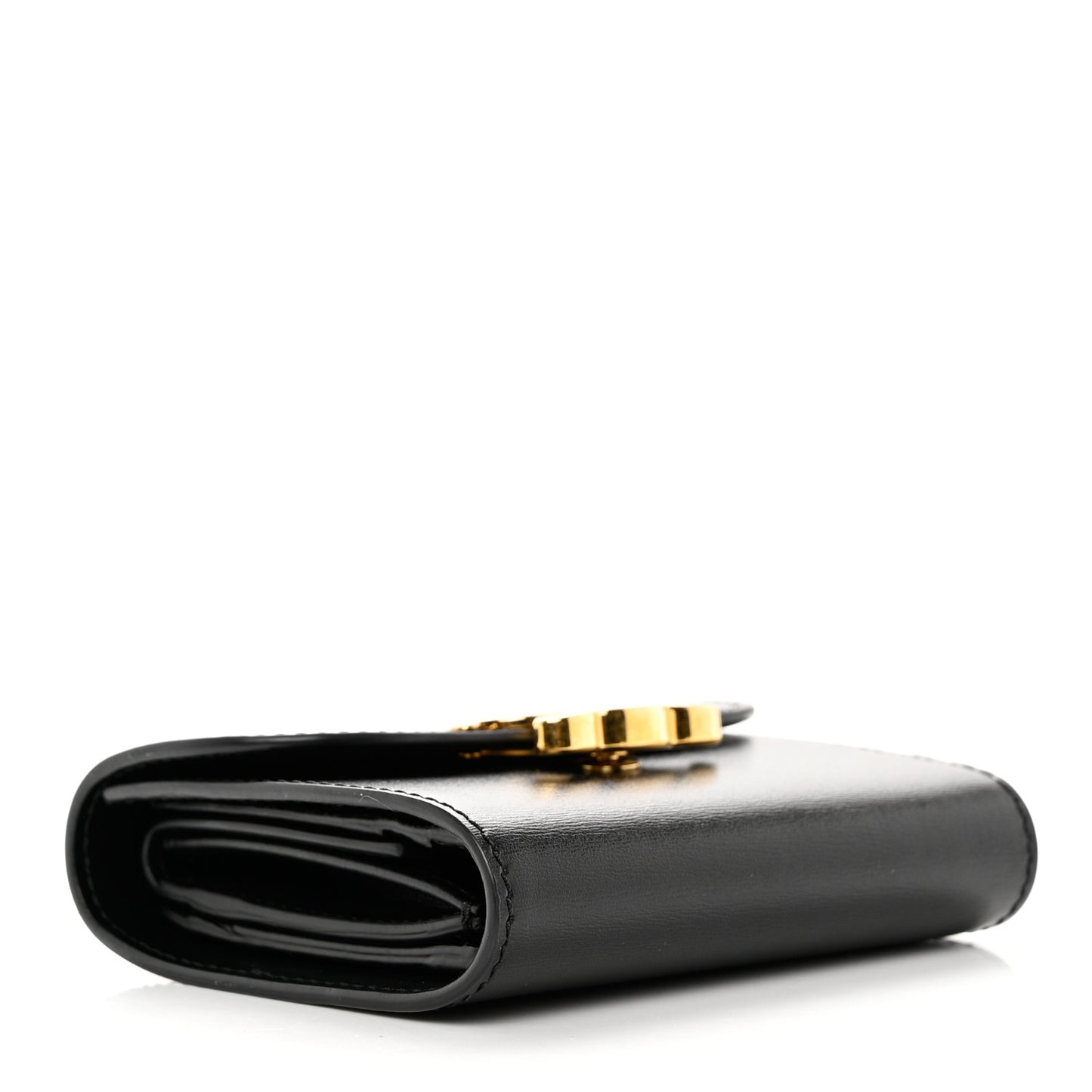 Shiny Smooth Lambskin Small Triomphe Wallet Black
