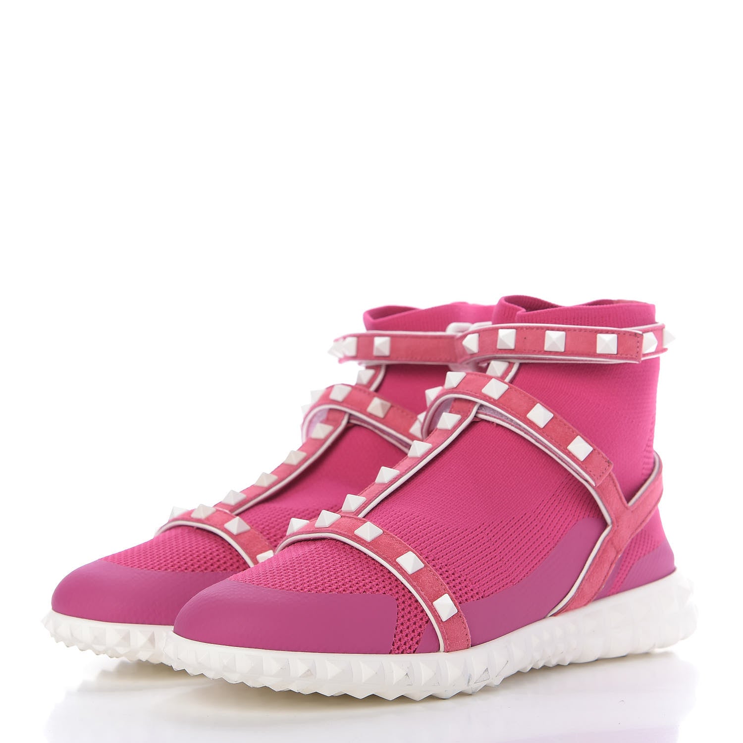 Valentino Garavani Body Tech Knit Free Rockstud Sock High Top Sneakers 37.5 Shadow Pink Optic White 3 of 10
