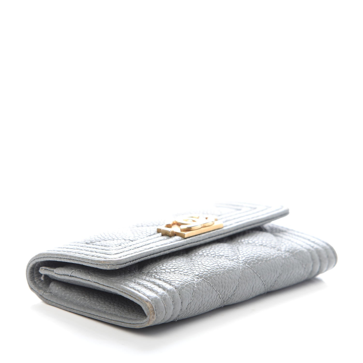 Chanel Caviar Quilted Boy Flap Card Holder Grey 4 of 7