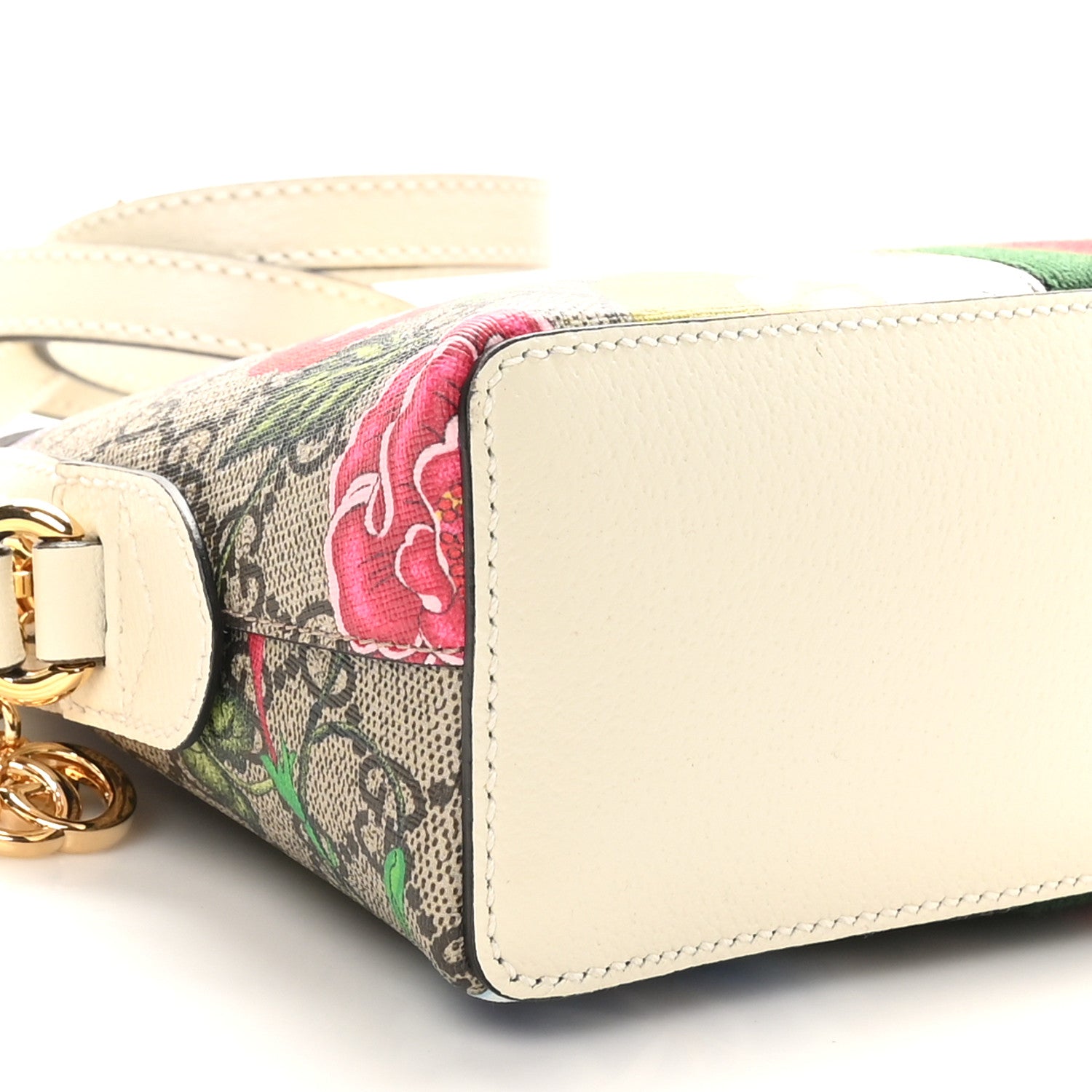 Gucci GG Supreme Monogram Flora Web GG Small Ophidia Dome Shoulder Bag White 9 of 10