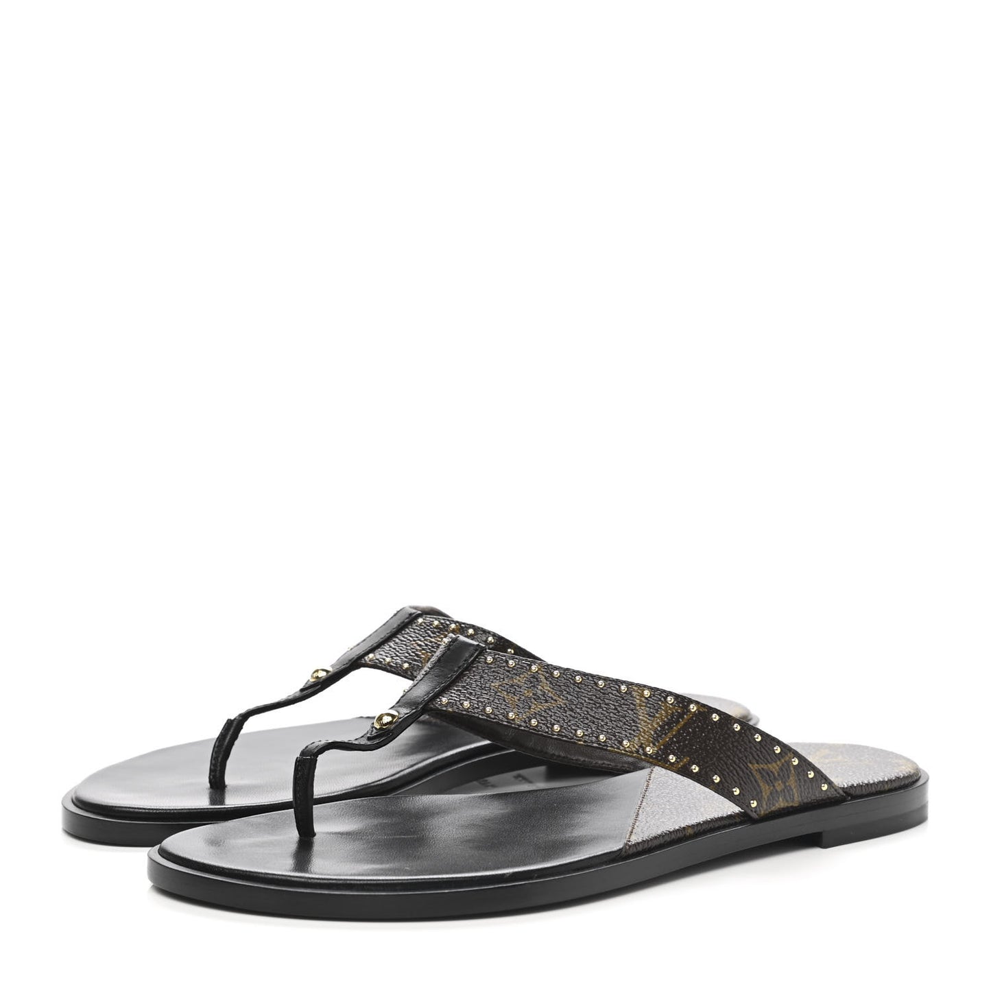 Monogram Sunny Flat Thong Sandals 37.5 Black