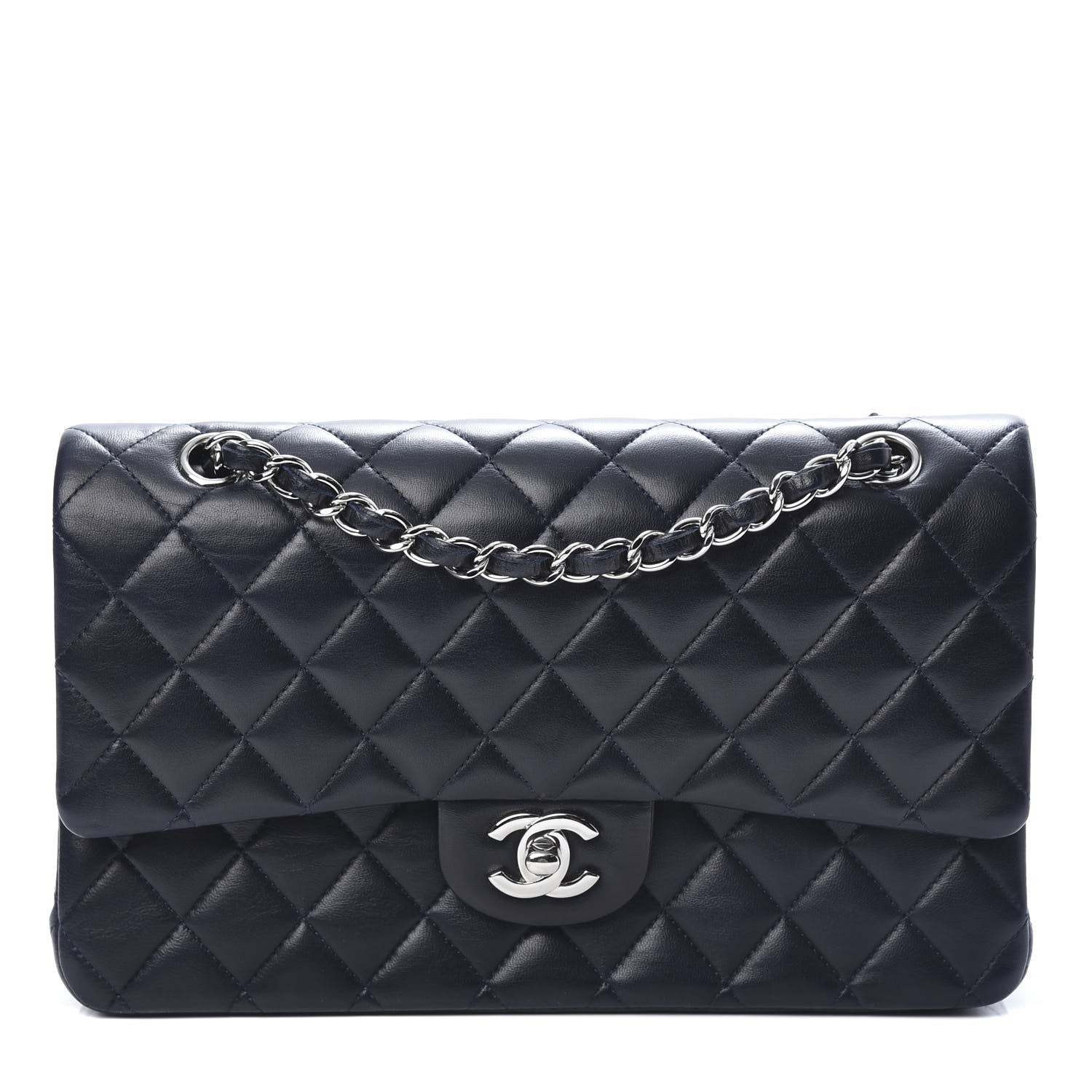 Chanel Lambskin Quilted Medium Double Flap Navy 1 of 15