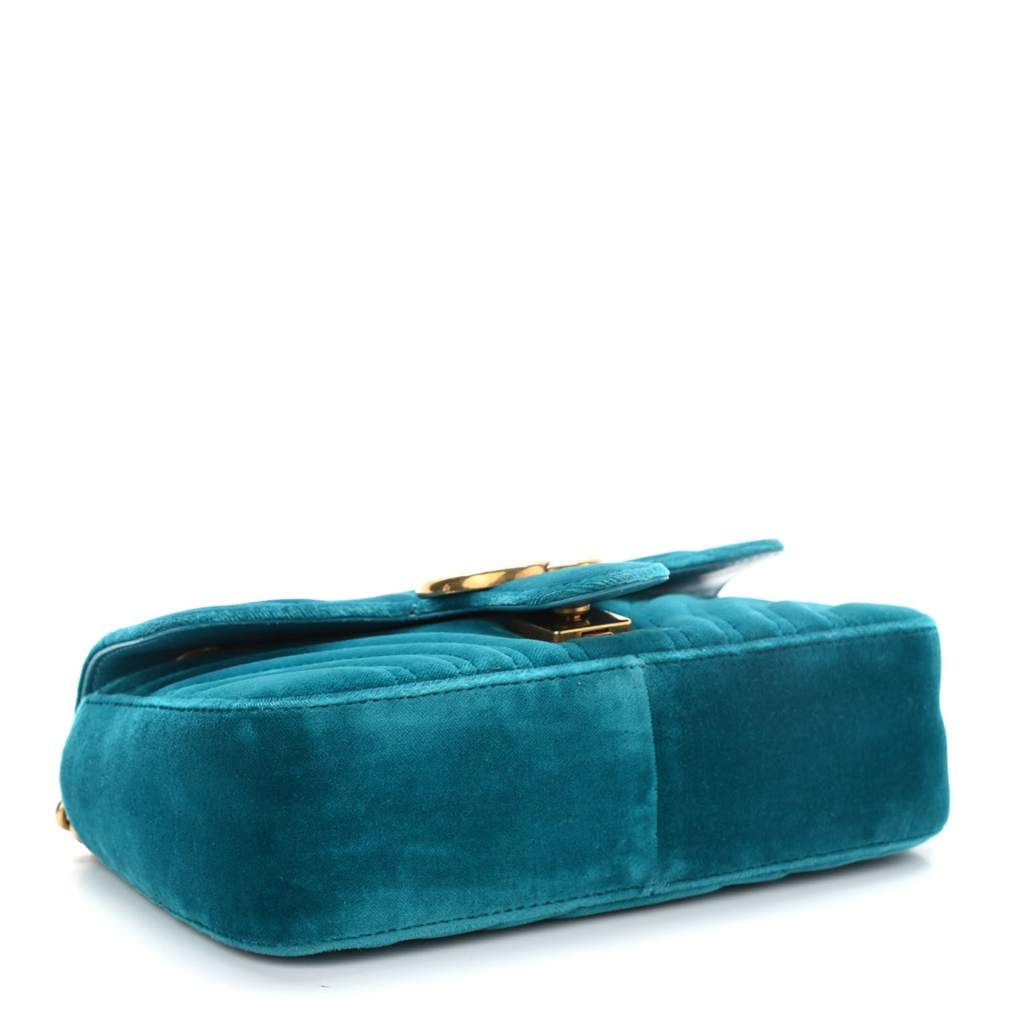 Velvet Matelasse Mini GG Marmont Shoulder Bag Pavone Cyan