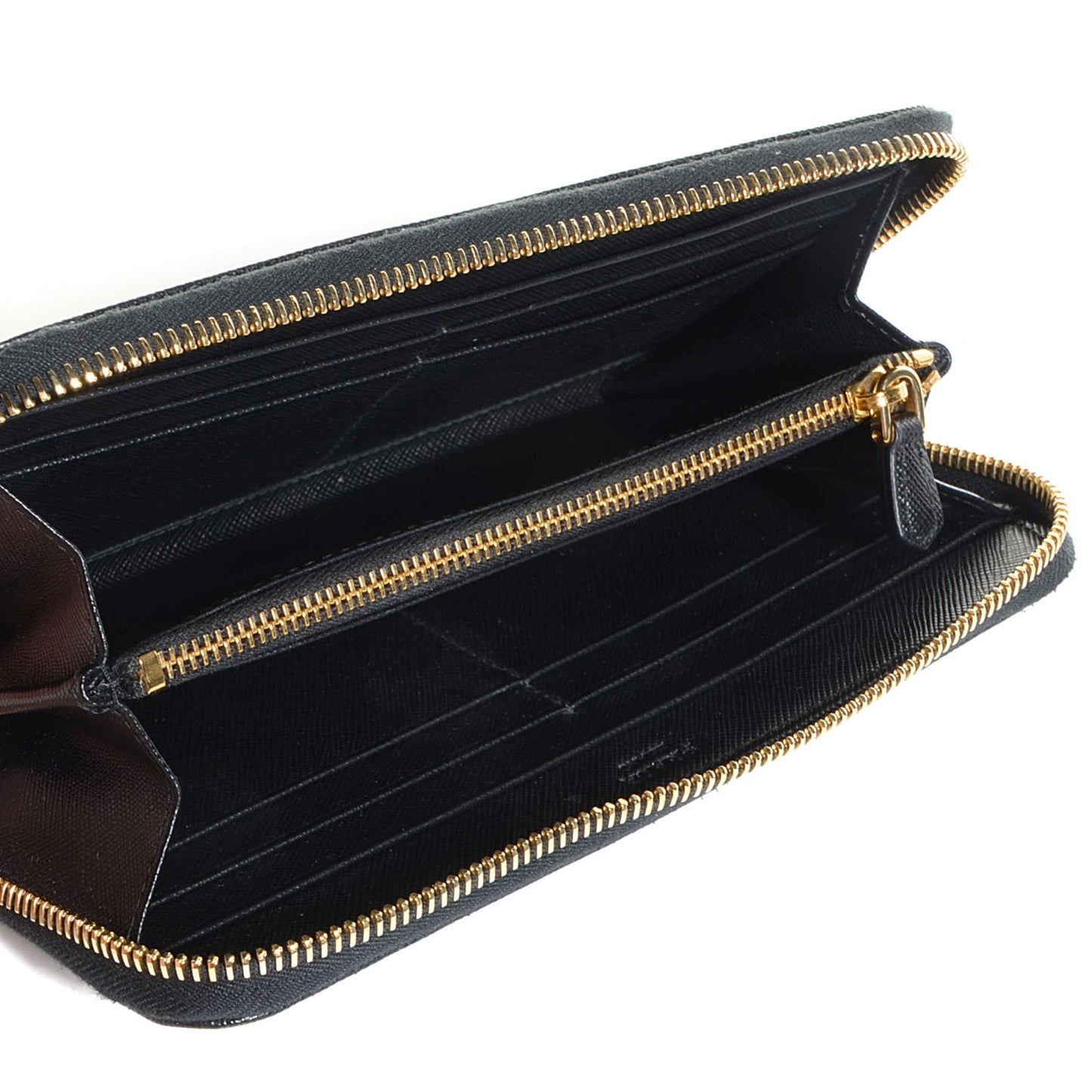 Saffiano Metal Zip Around Wallet Nero Black