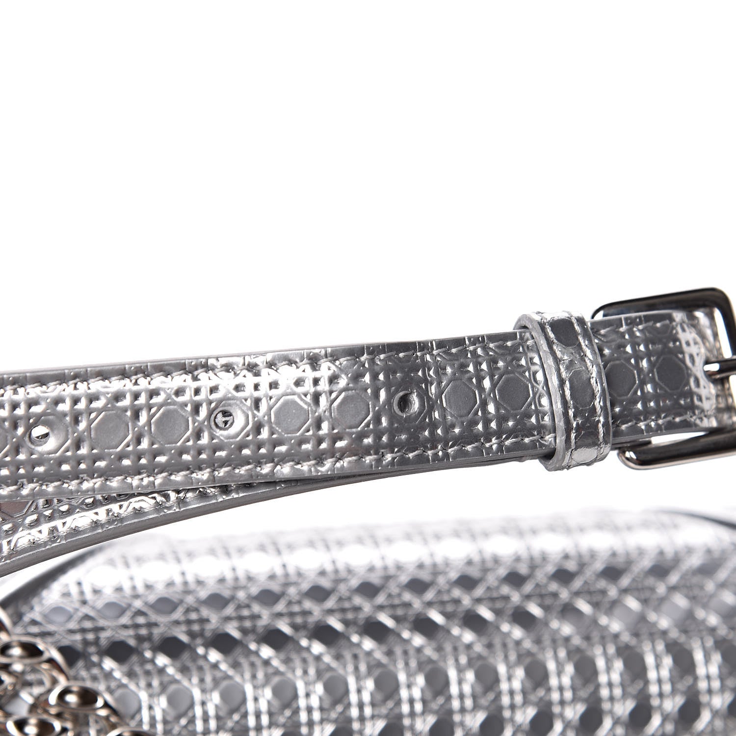 Christian Dior Metallic Patent Micro-Cannage Medium Diorama Flap Bag Silver 15 of 17