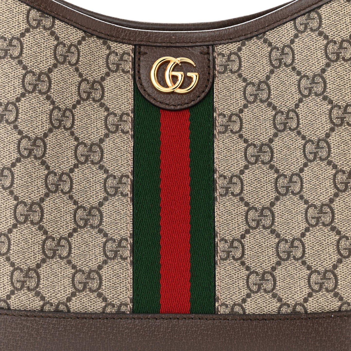 GG Supreme Monogram Textured Dollar Calfskin Web Small Ophidia Bucket Shoulder Bag Beige Ebony New Acero