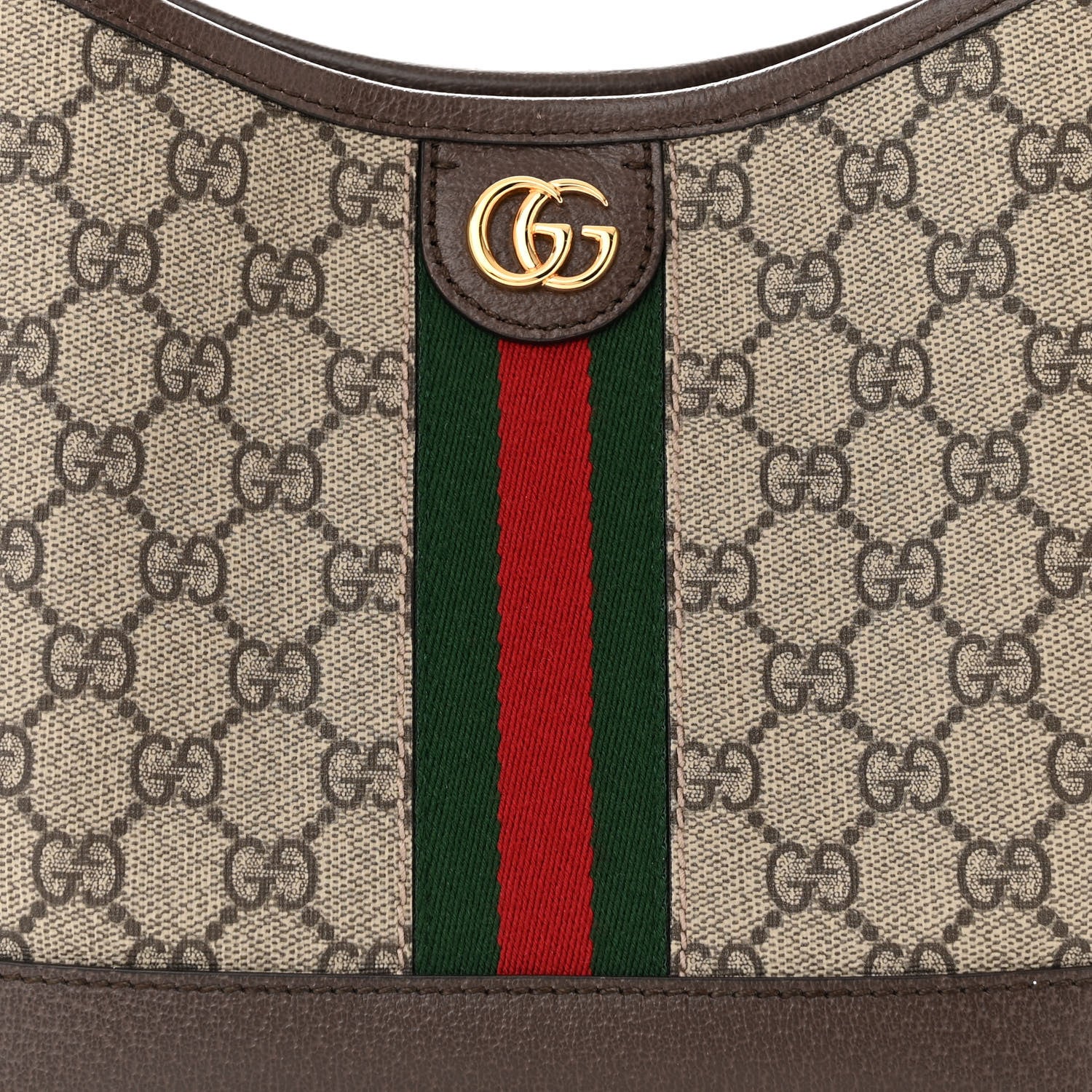 Gucci GG Supreme Monogram Textured Dollar Calfskin Web Small Ophidia Bucket Shoulder Bag Beige Ebony New Acero 8 of 10