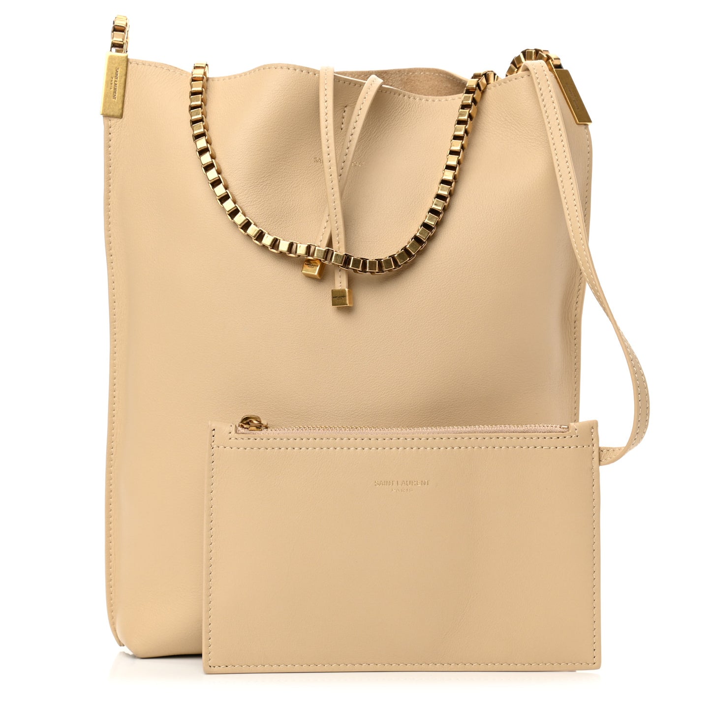 SAINT LAUREN Smooth Calfskin Small Suzanne Hobo Ivory Natural