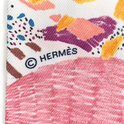 Hermes Silk Chacun Fait Son Nid Twilly Bleu Vert Jaune 3 of 4
