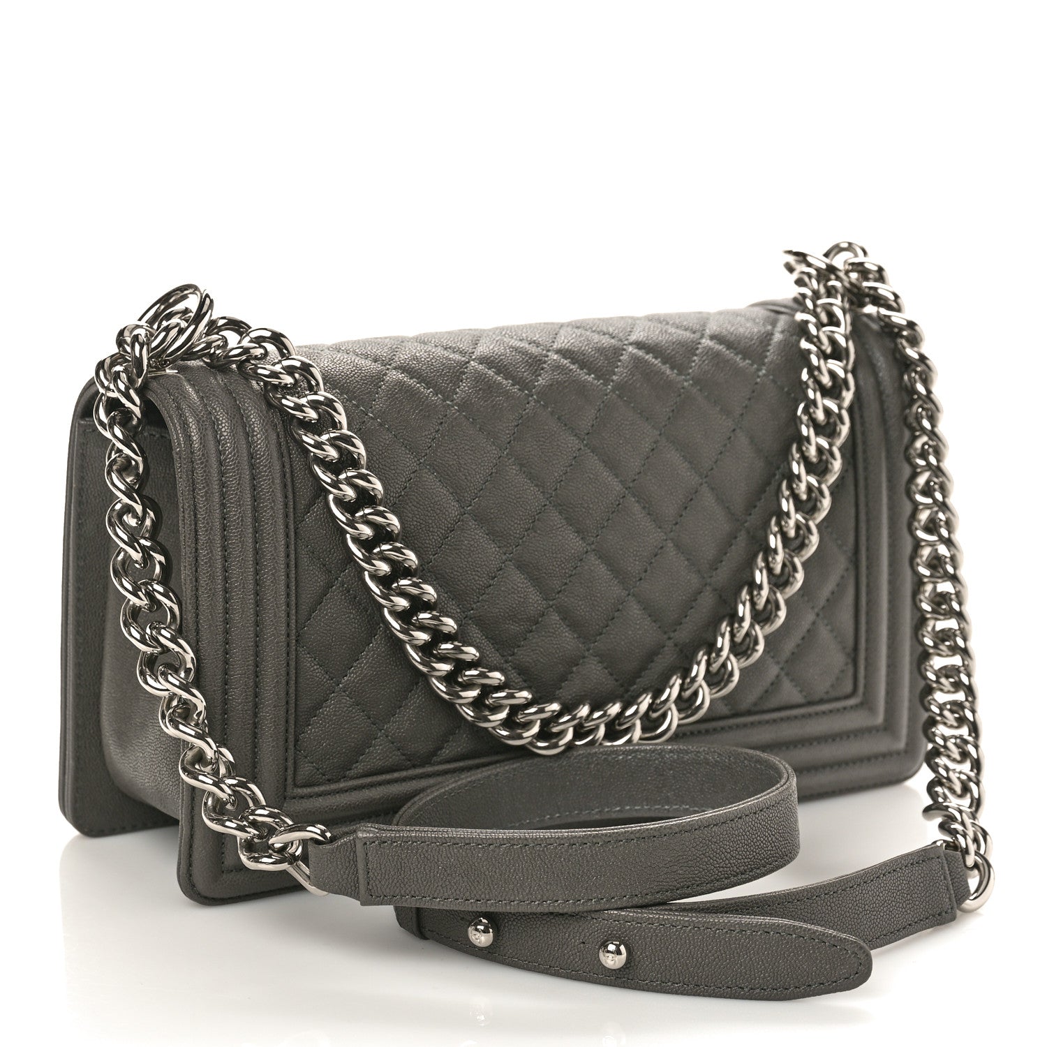 Chanel Caviar Quilted Medium Boy Flap Grey 2 of 8