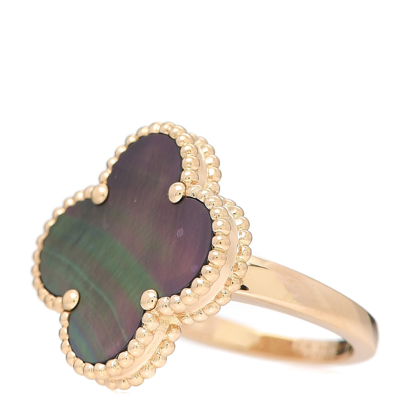 18K Yellow Gold Gray Mother of Pearl Magic Alhambra Ring 51 5.75