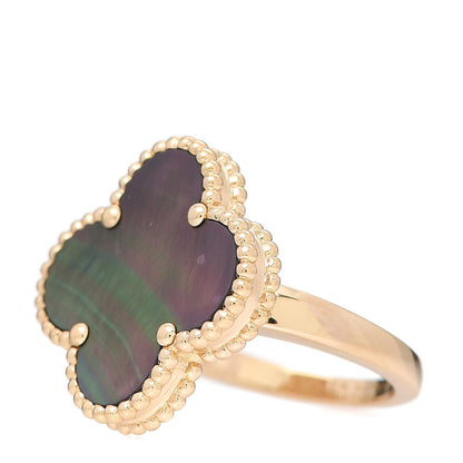 Van Cleef & Arpels 18K Yellow Gold Gray Mother of Pearl Magic Alhambra Ring 51 5.75 3 of 6