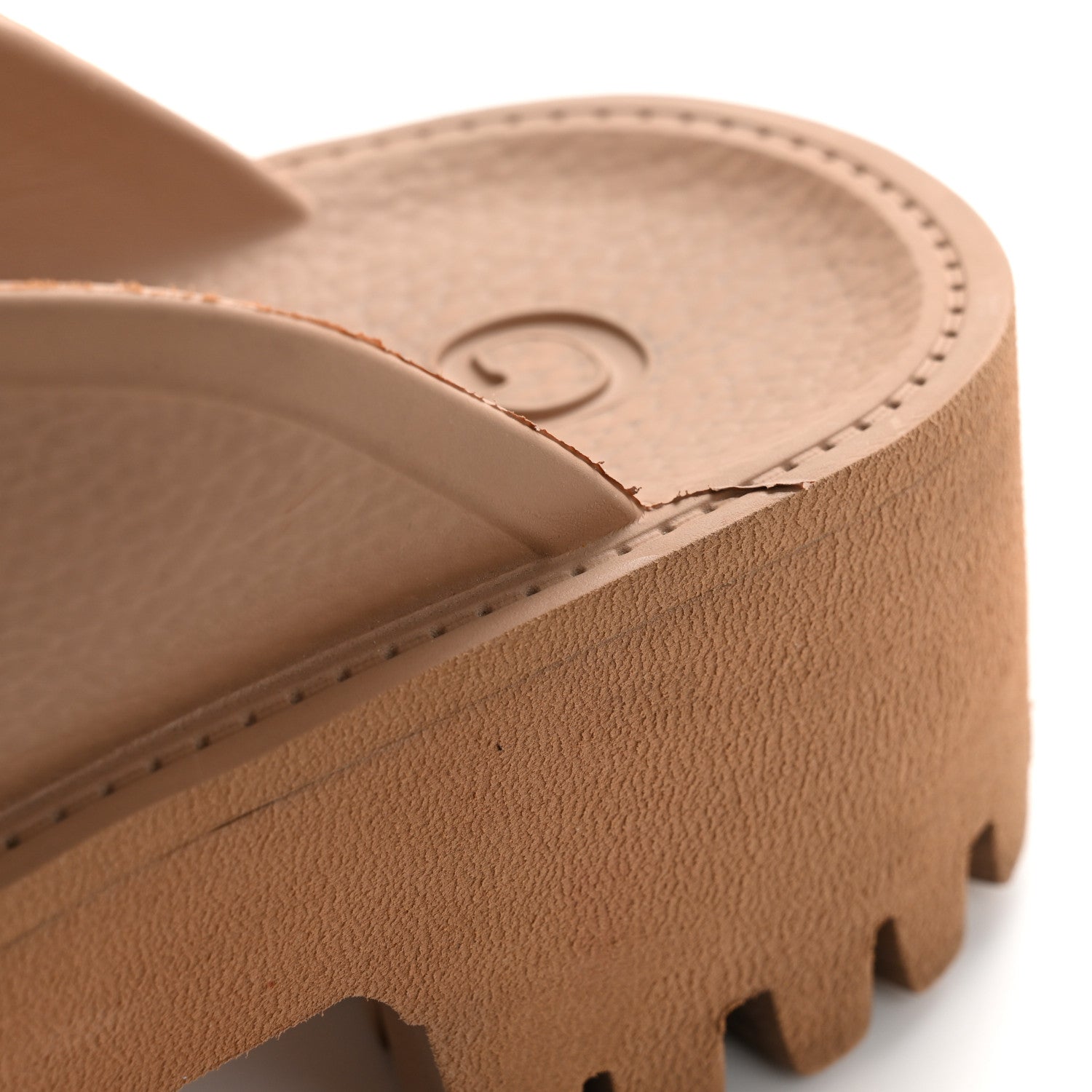 Gucci Rubber GG Monogram Perforated Elea Platform 55mm Lug Sole Sandals 36 Vintage Camel 11 of 13