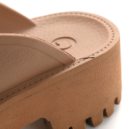 Gucci Rubber GG Monogram Perforated Elea Platform 55mm Lug Sole Sandals 36 Vintage Camel 11 of 13