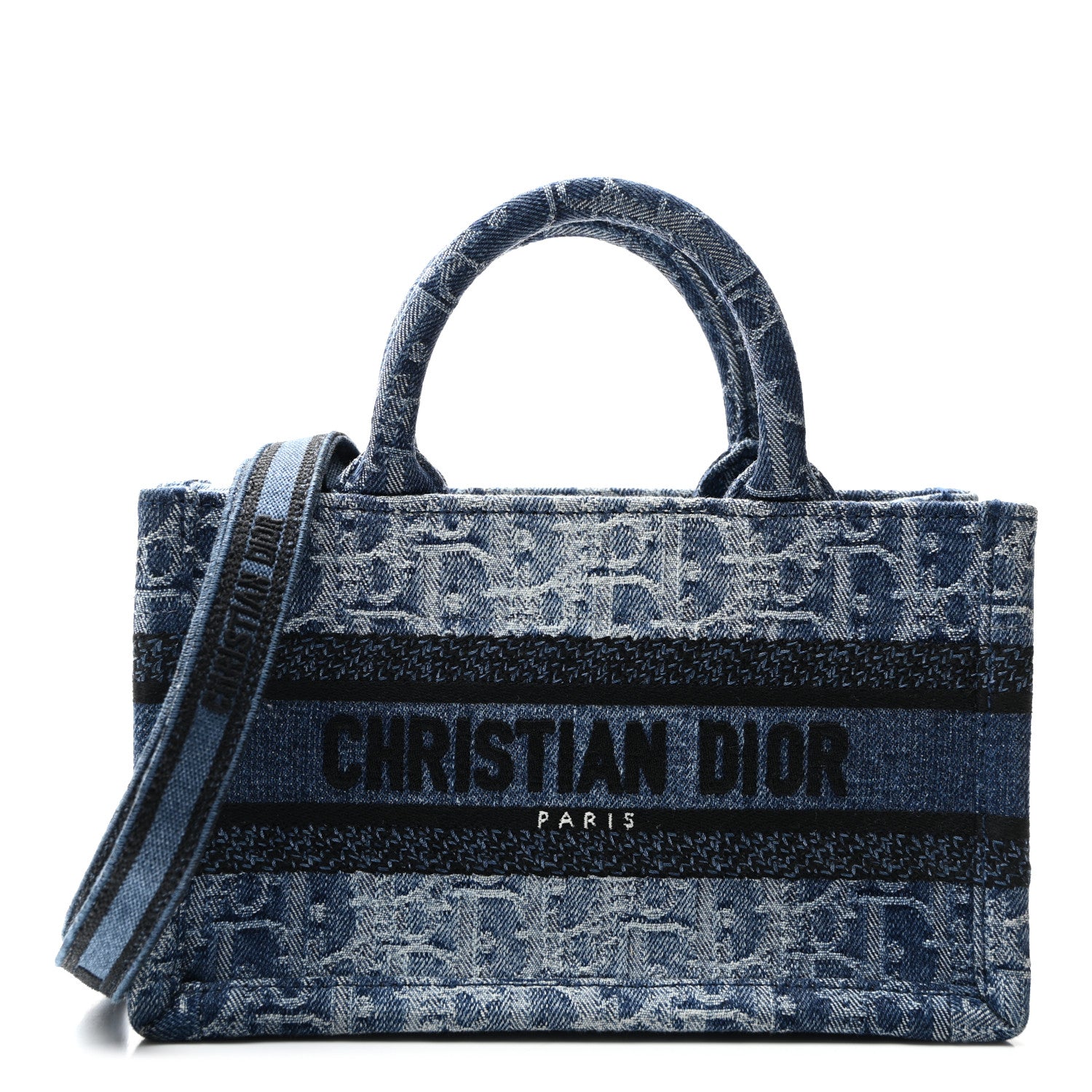 Christian Dior Denim Oblique Mini Book Tote With Strap Blue 1 of 10
