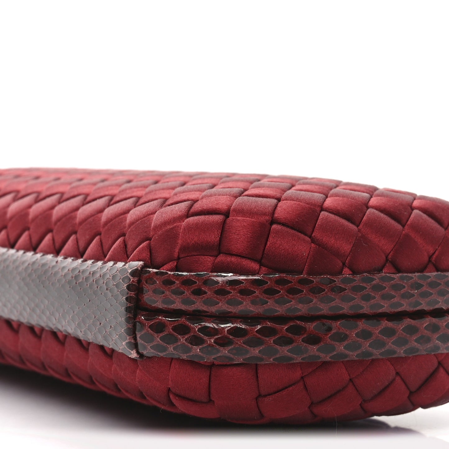 Satin Intreccio Impero Snakeskin Stretch Knot Clutch Red