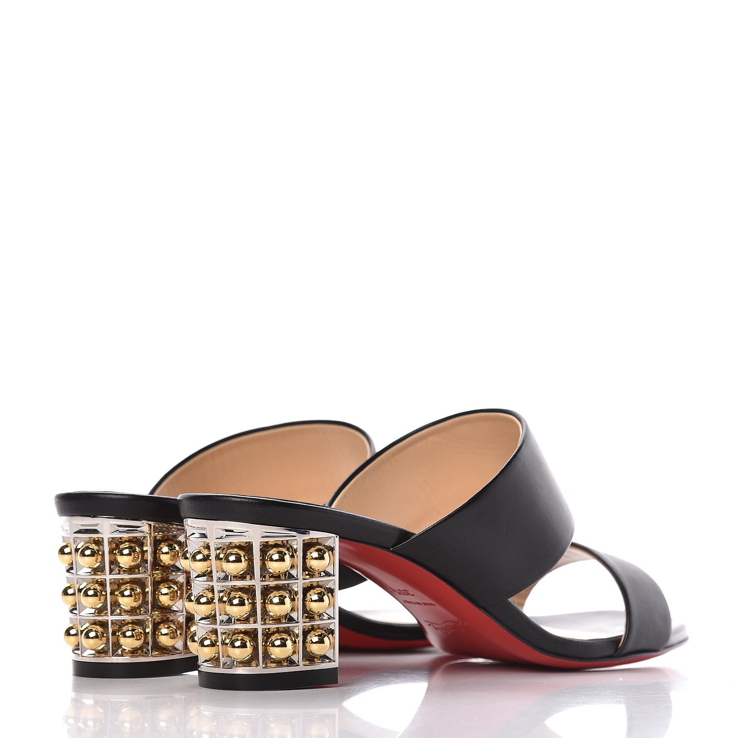 Christian Louboutin Nappa Vasa Opticat 55 Slide Sandals 36.5 Black Gold 4 of 10