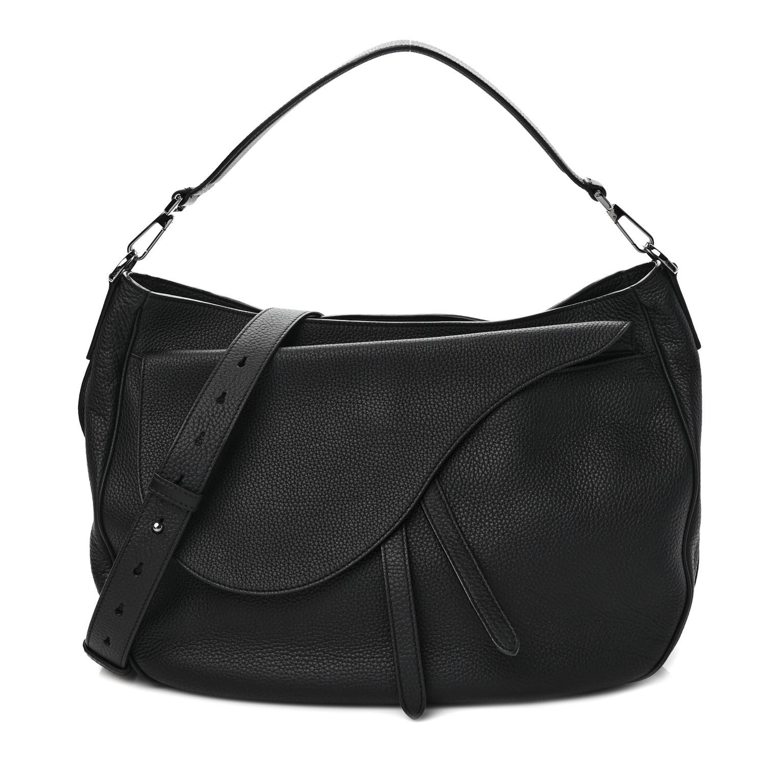Christian Dior Grained Calfskin Saddle Soft Bag Black 1 of 8