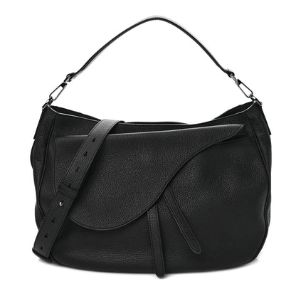 Christian Dior Grained Calfskin Saddle Soft Bag Black 1 of 8