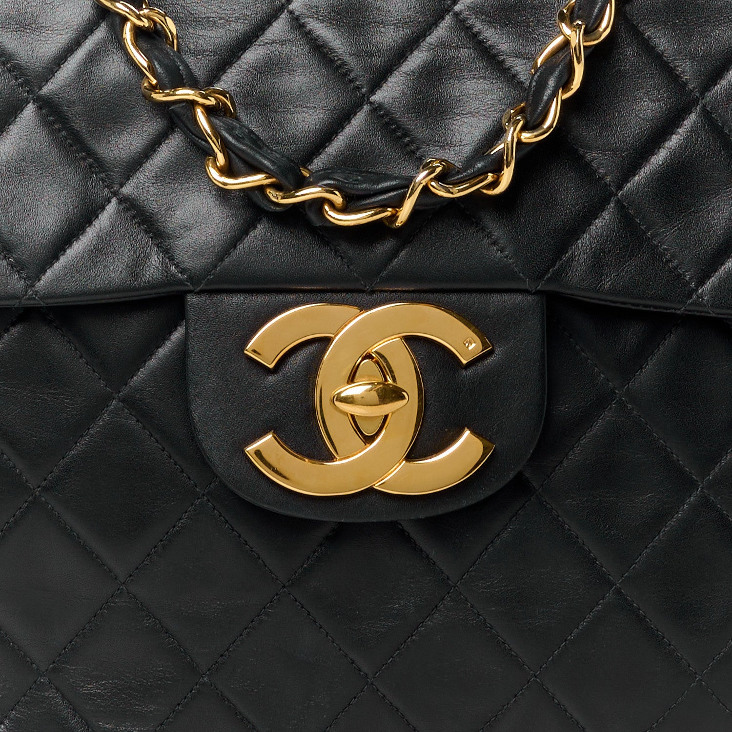 Chanel Lambskin Quilted XL Jumbo Single Flap Black 10 of 12