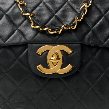 Chanel Lambskin Quilted XL Jumbo Single Flap Black 10 of 12