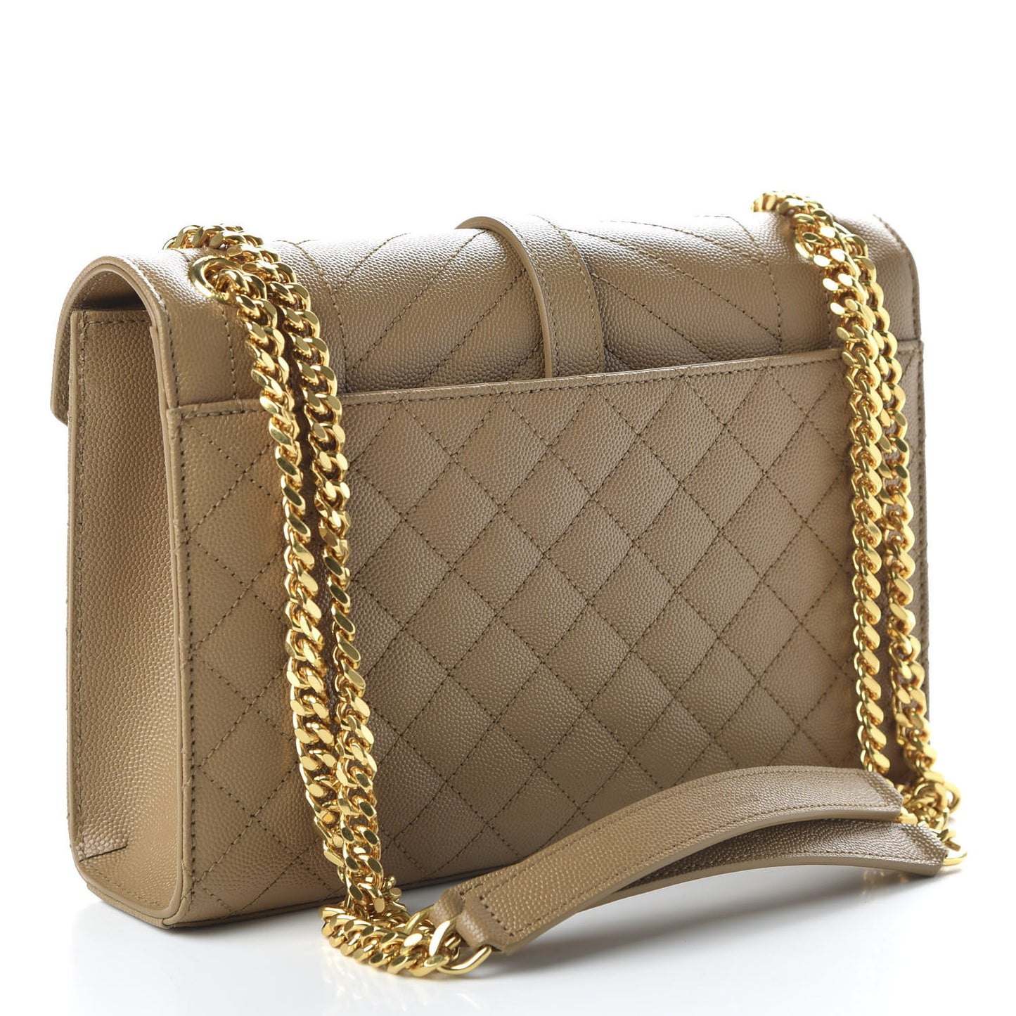Grain De Poudre Textured Mixed Matelasse Medium Triquilt Monogram Satchel Dark Latte