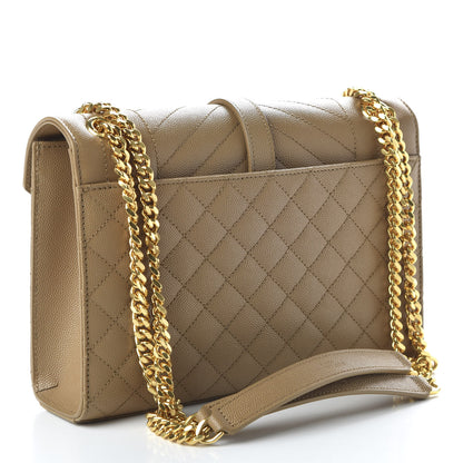 Saint Laurent Grain De Poudre Textured Mixed Matelasse Medium Triquilt Monogram Satchel Dark Latte 3 of 9