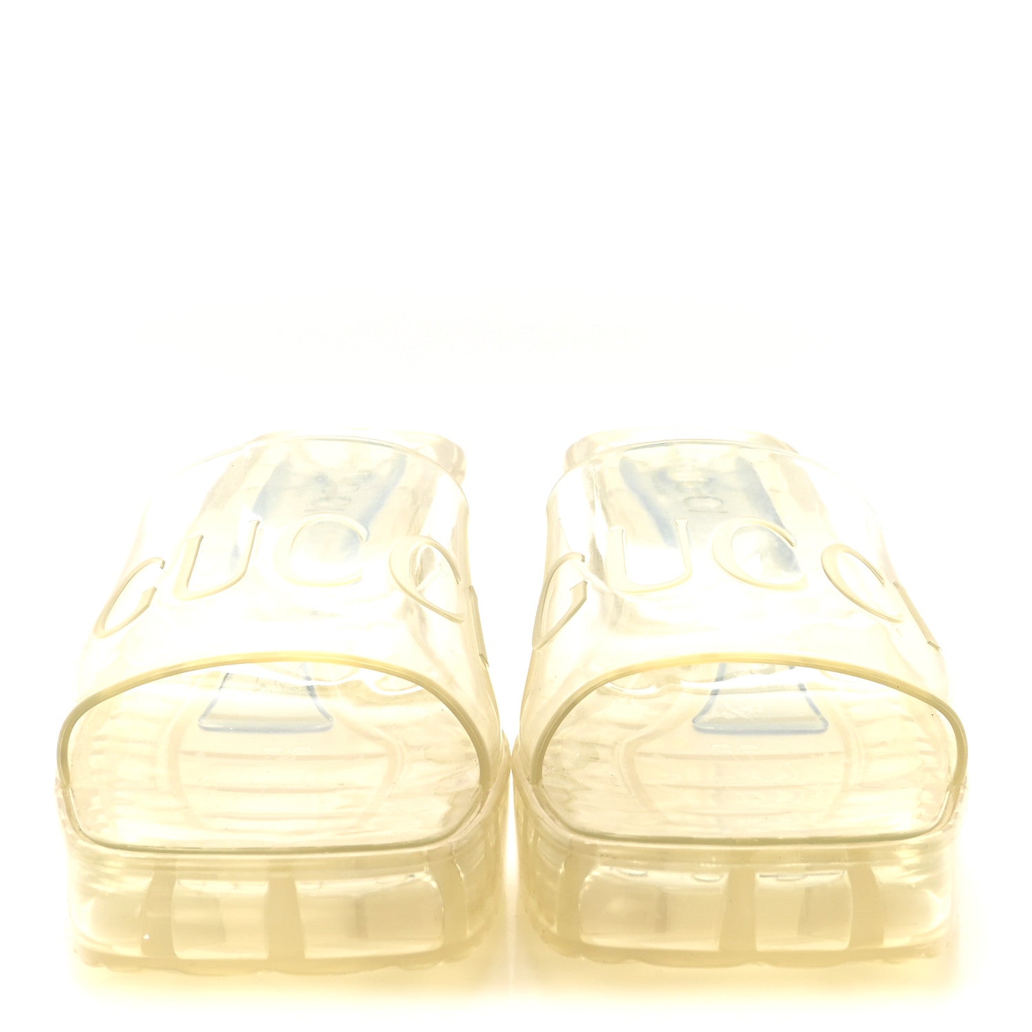 Gucci Rubber Gucci Logo Womens Platform 20/60mm Slide Sandals 35 Transparent 3 of 8