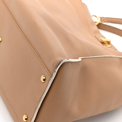 Fendi Vitello Seta Burro Large Peekaboo Iconic Satchel Cuoio Cobalto 19 of 19