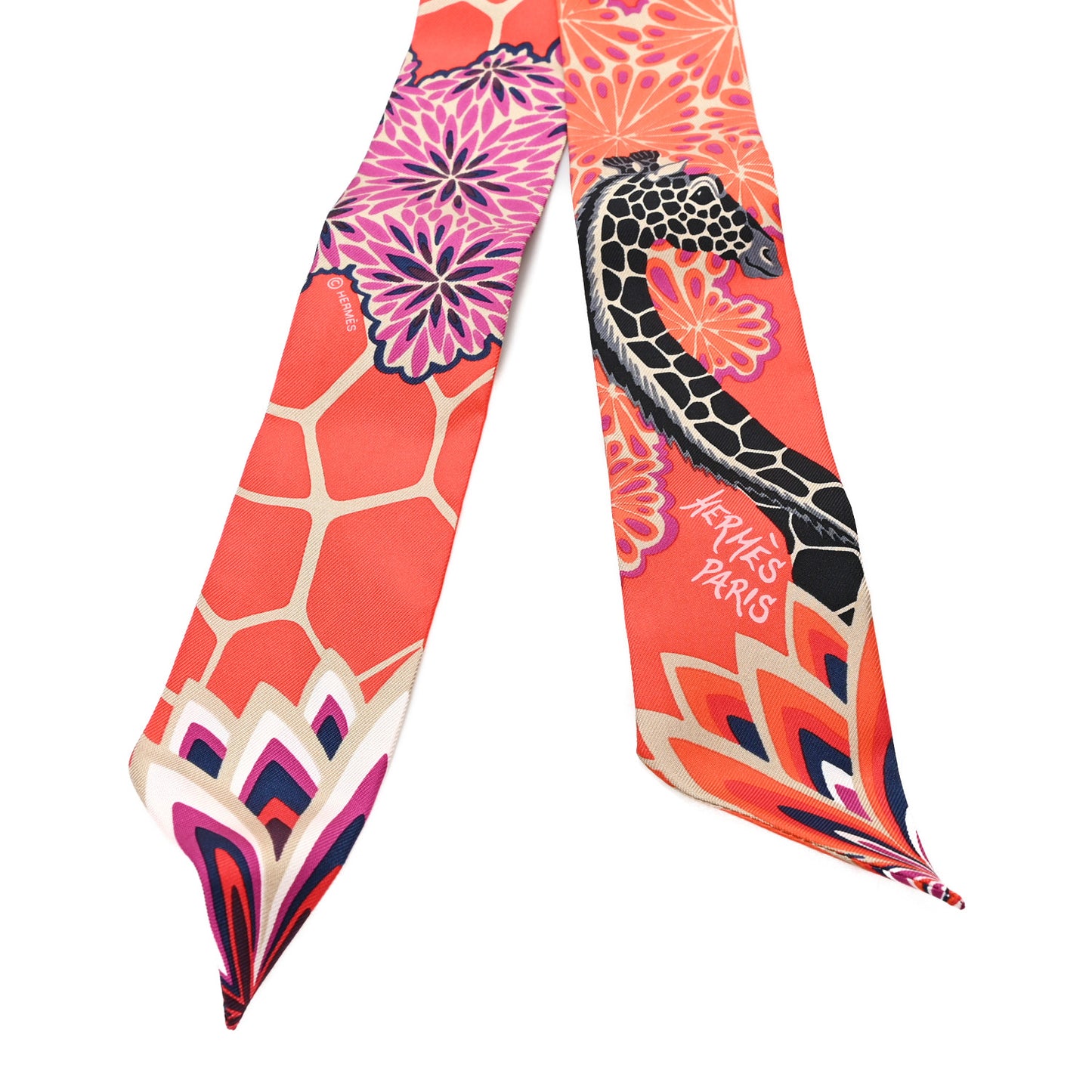 Silk The Three Graces Twilly Vermillion Fuchsia