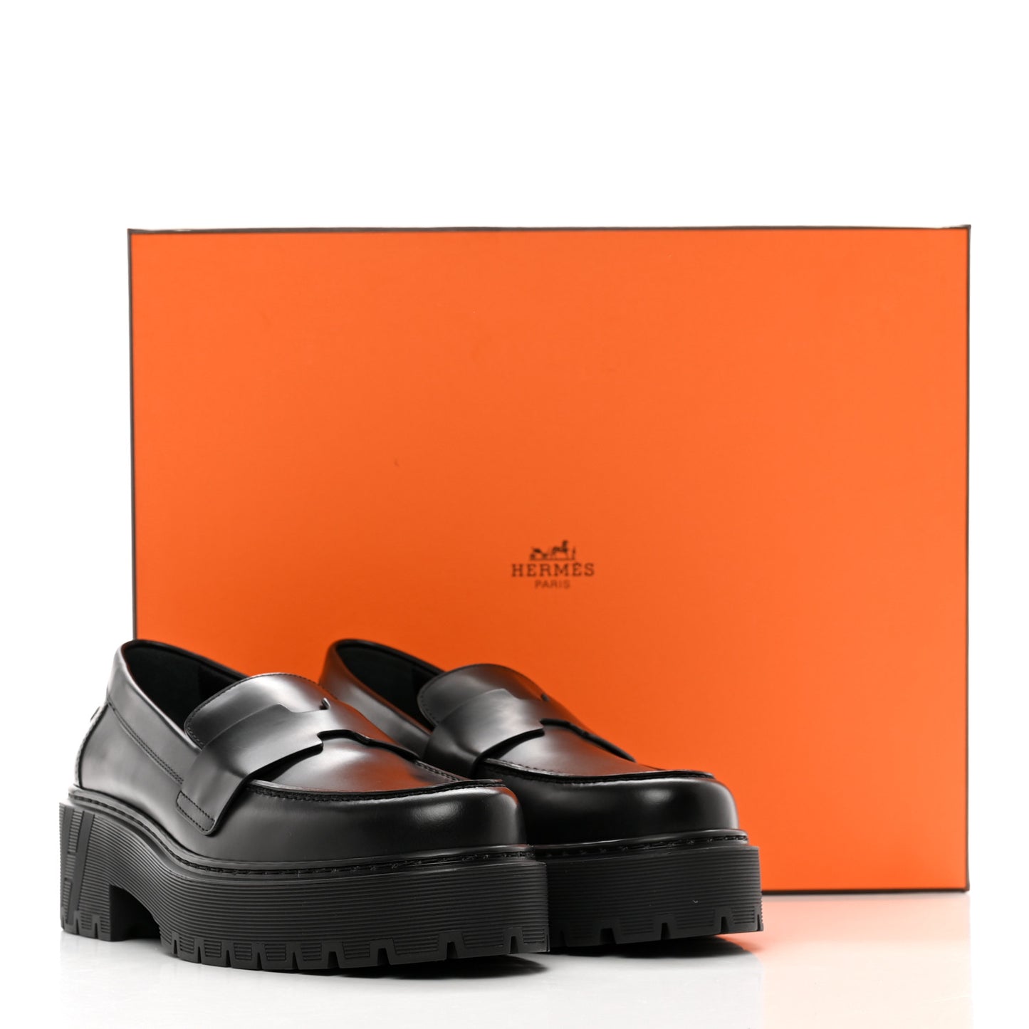 Glazed Calfskin Womens Hitch Loafers 36.5 Black