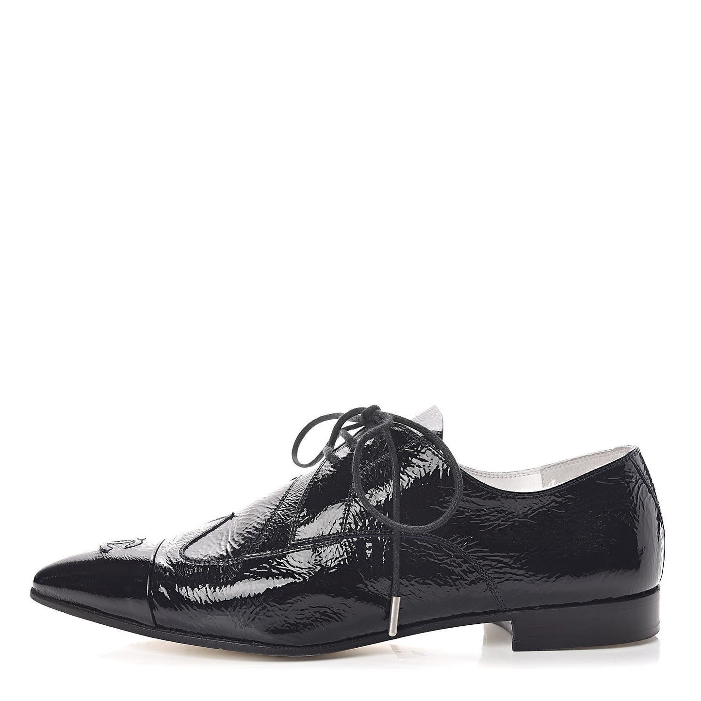 Patent Goatskin CC Lace Up Oxfords 36 Dark Navy
