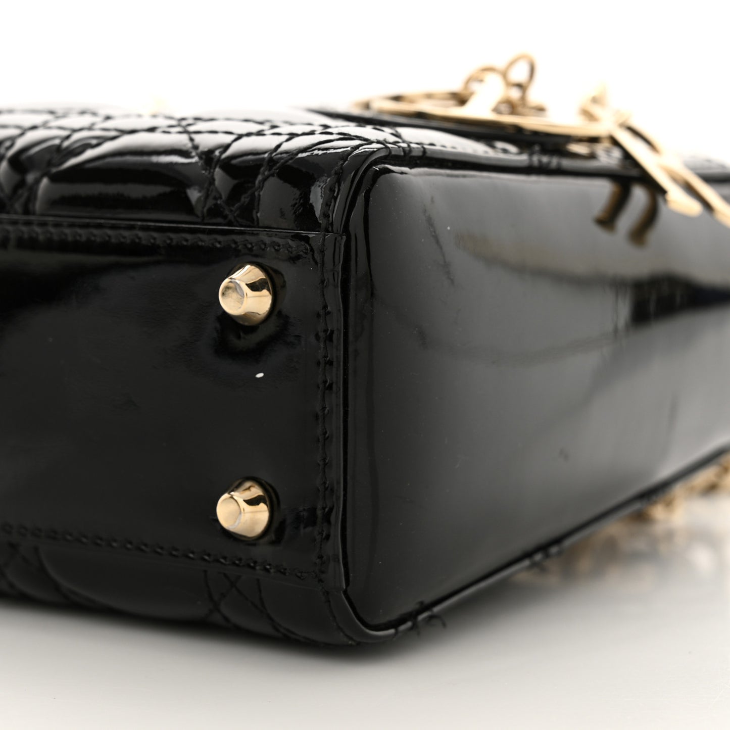 Patent Cannage Mini Lady Dior Black