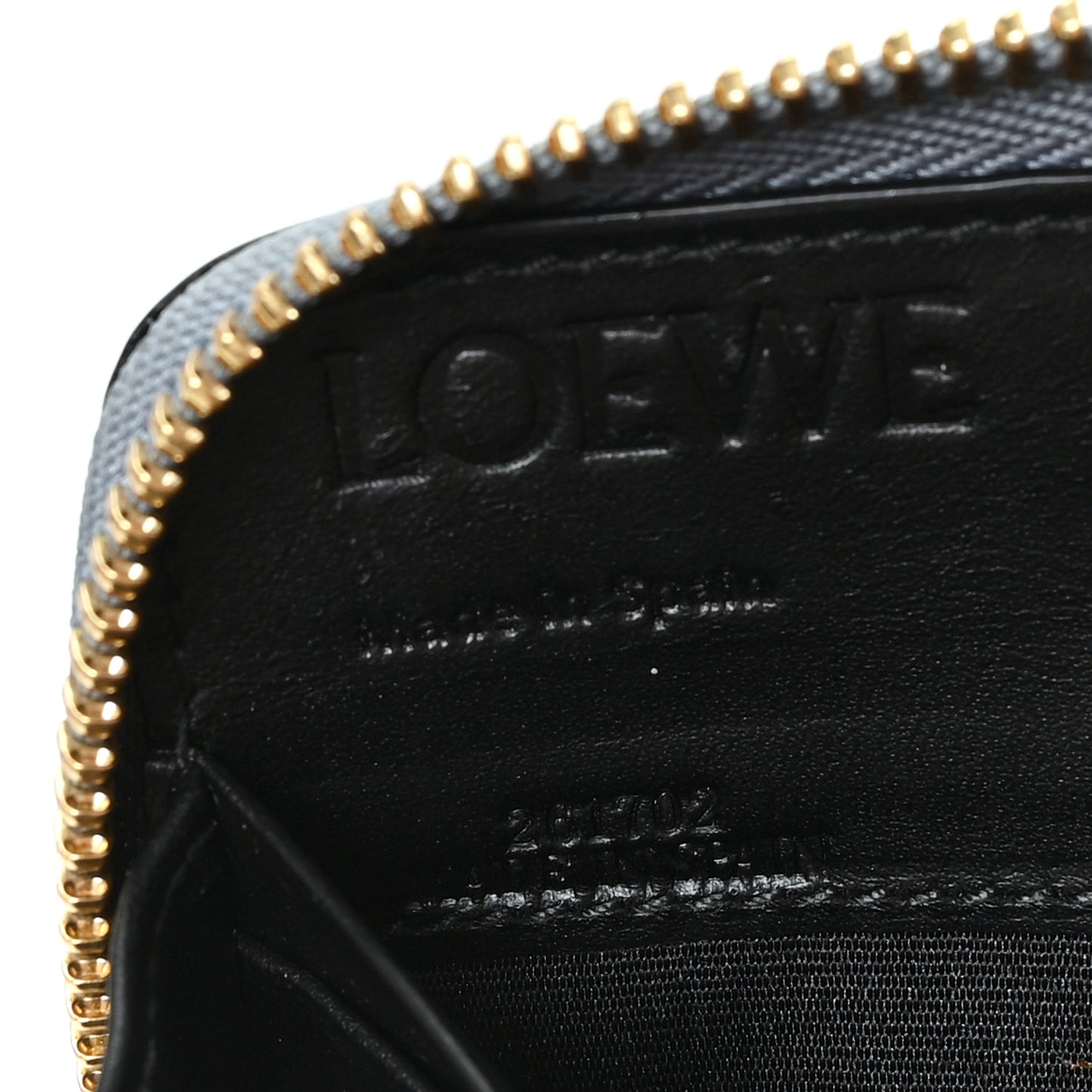 Calfskin Embossed Repeat Medium Zip Wallet Stone Blue