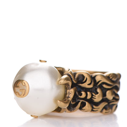 Gucci Metal Pearl Ring 15 55 Aged Gold 2 of 4