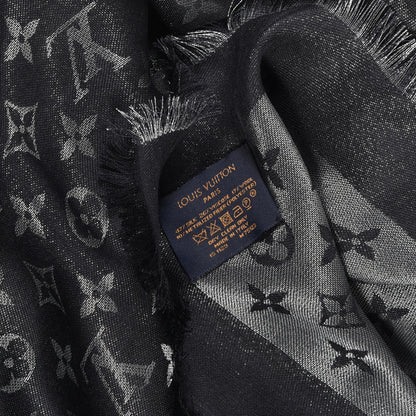 Louis Vuitton Silk Lurex Wool Monogram Shine Shawl Black 3 of 3