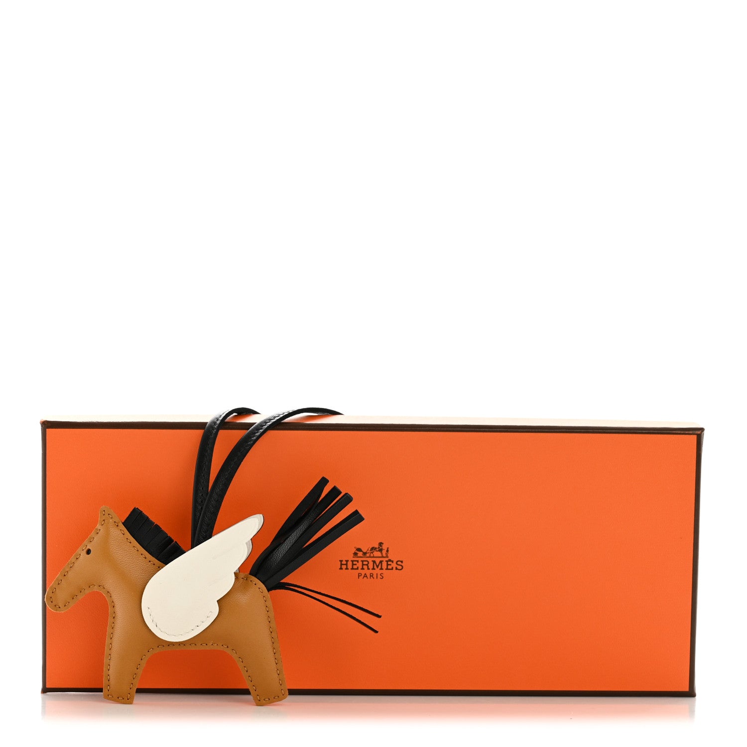Hermes Milo Lambskin Grigri Rodeo Pegase Horse Bag Charm PM Sesame Black Nata 5 of 5