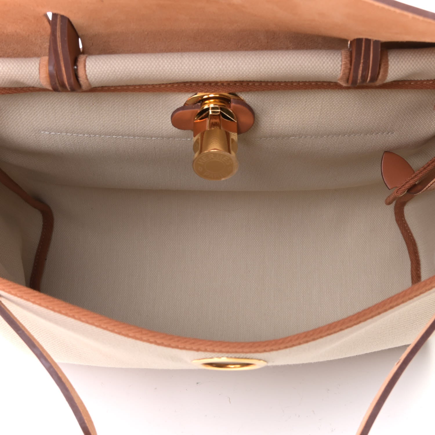 Hermes Military Toile Vache Hunter Herbag Zip Retourne 31 PM Beton Fauve 4 of 5