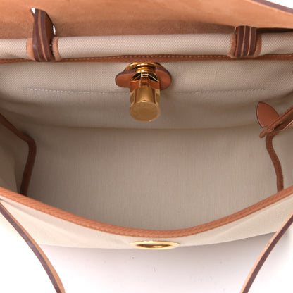 Hermes Military Toile Vache Hunter Herbag Zip Retourne 31 PM Beton Fauve 4 of 5