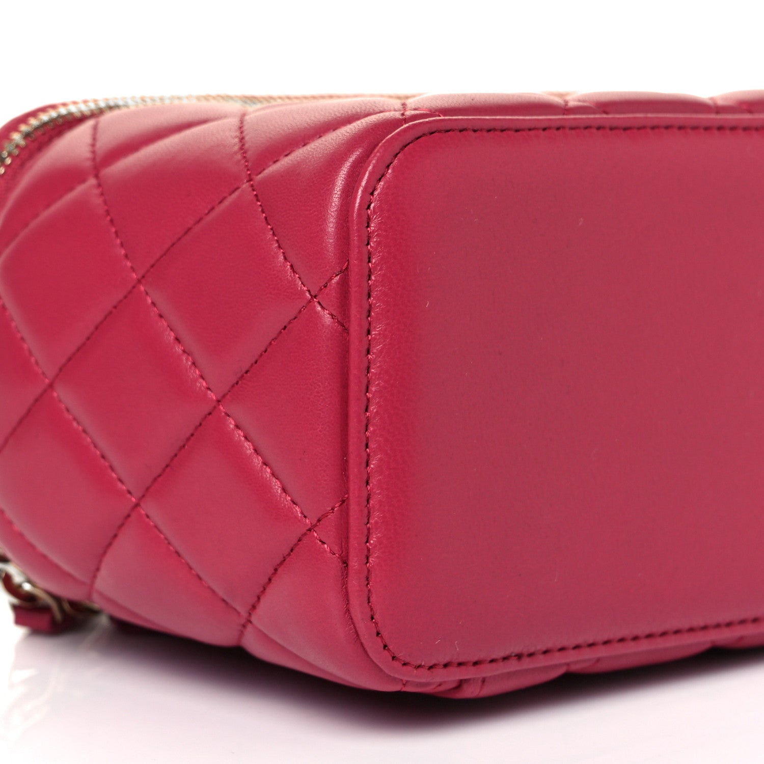 Chanel Lambskin Quilted Small Top Handle Vanity Case With Chain Dark Pink 5 of 10