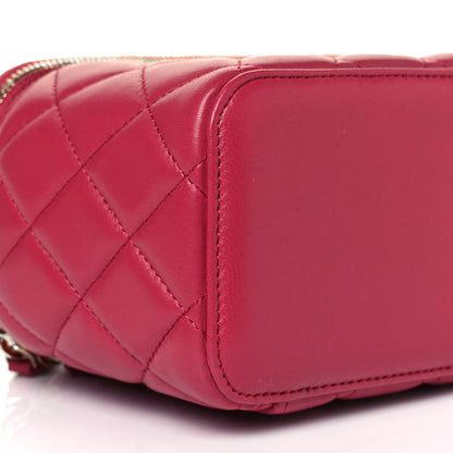 Chanel Lambskin Quilted Small Top Handle Vanity Case With Chain Dark Pink 5 of 10
