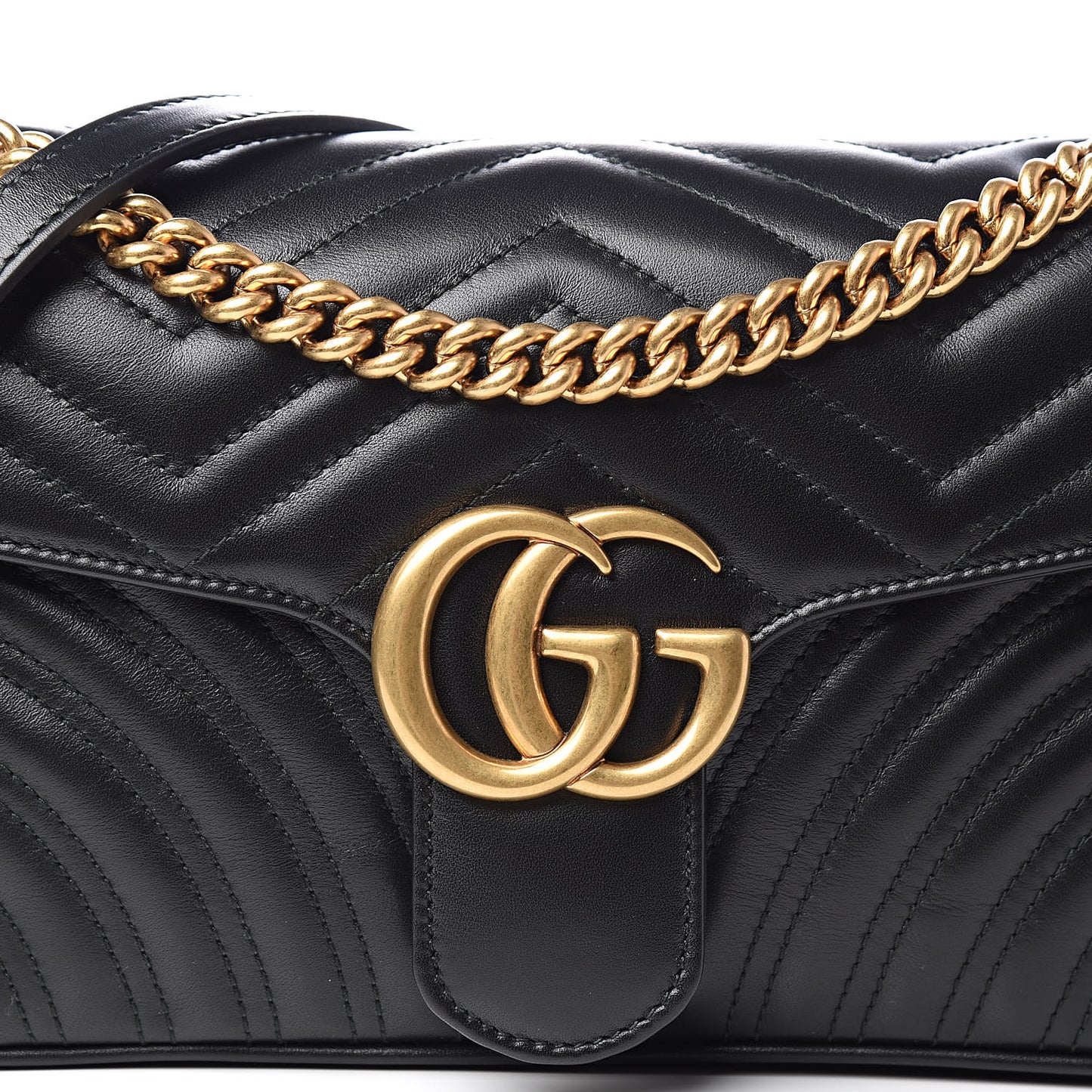 Calfskin Matelasse Small GG Marmont Shoulder Bag Black
