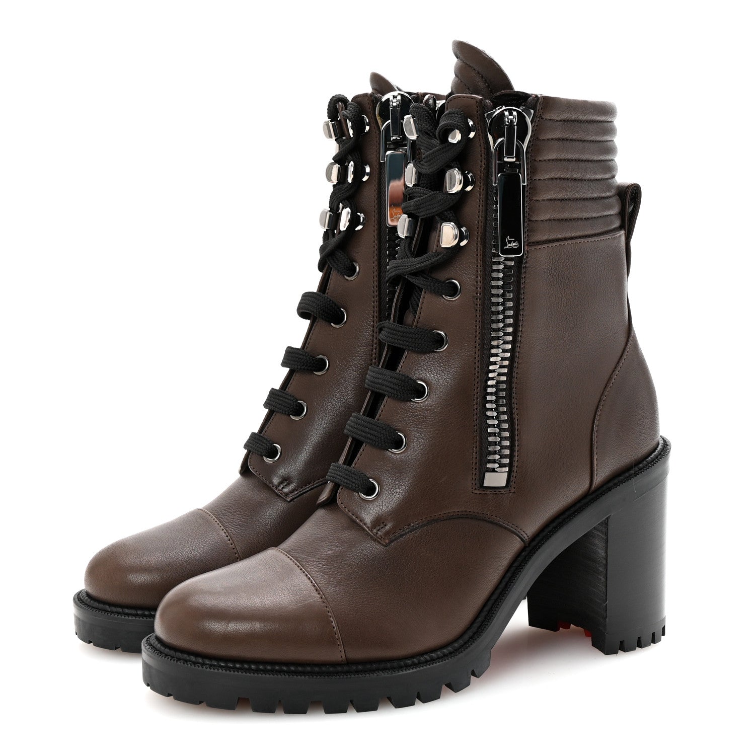 Christian Louboutin En Hiver Mixed Dual-Zip 70 Booties 38 Arabica 4 of 9