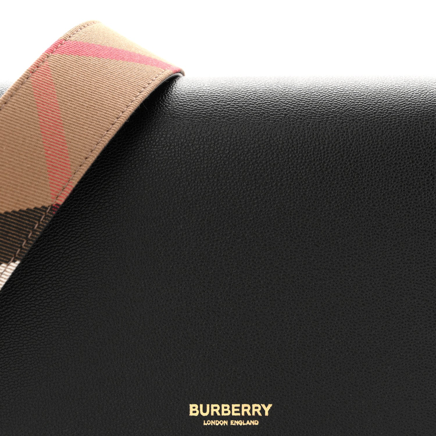 Burberry Derby Calfskin House Check Mackford Crossbody Bag Black