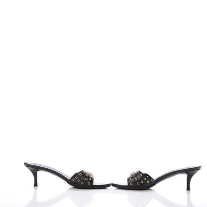 Gucci Calfskin Grommet Buckle Slide Sandal 7.5 Black 6 of 18