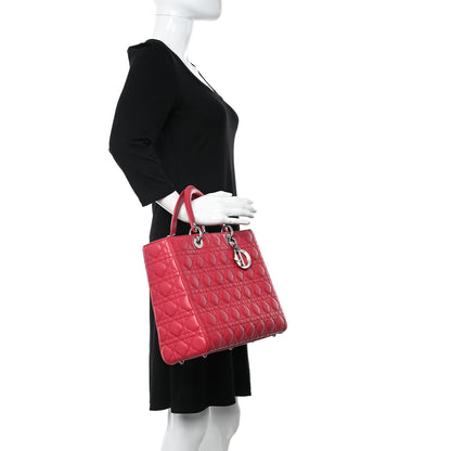 Christian Dior Lambskin Cannage Large Lady Dior Fuchsia 2 of 18