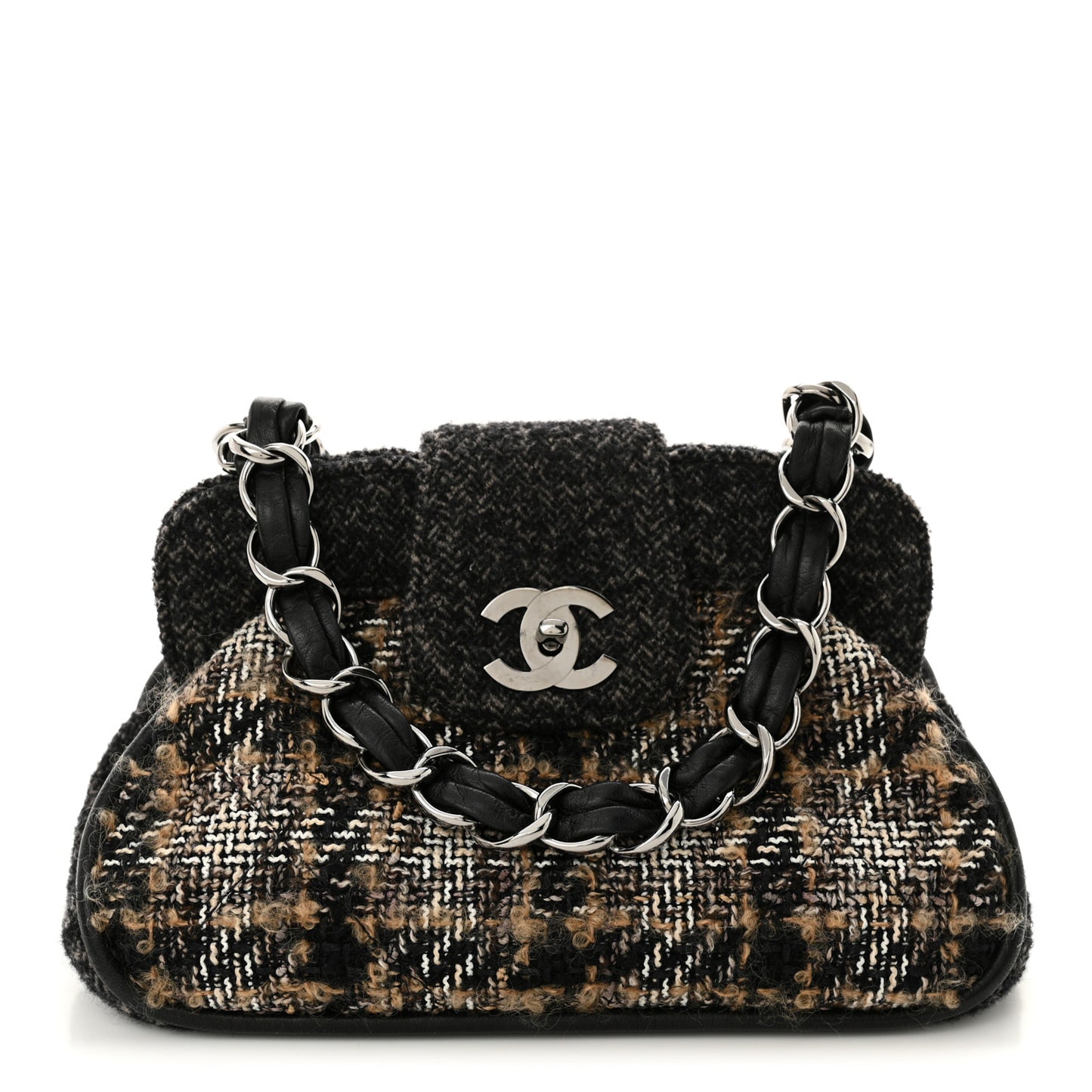 Wool Tweed Frame Bag Grey Multicolor