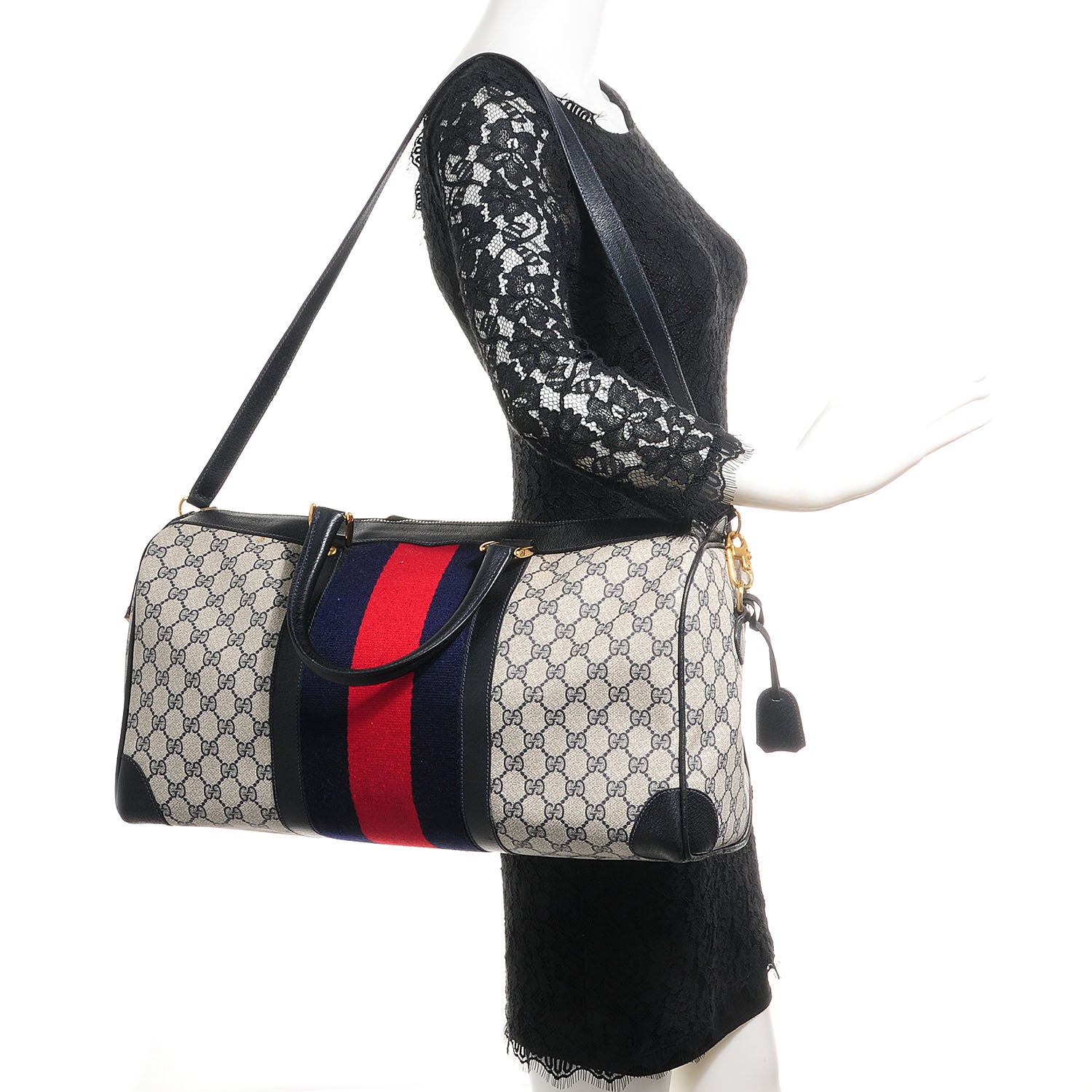 Gucci Monogram Vintage Web Duffle Bag Navy 2 of 8
