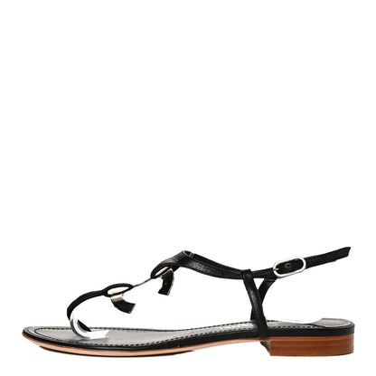 Chanel Calfskin CC Thong Sandals 38 Black 1 of 11